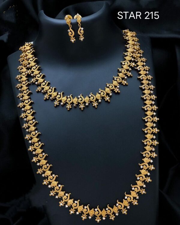 Premium quality antique sangu haram necklace with earrings