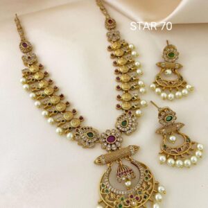 premium quality matt white ruby necklace set