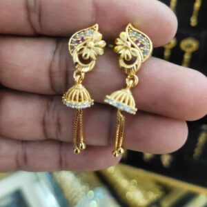 gold plated forming zerkon stone fancy jimky  hanging earrings