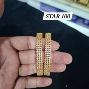 premium quality a.d.white stones bangles. code no.100