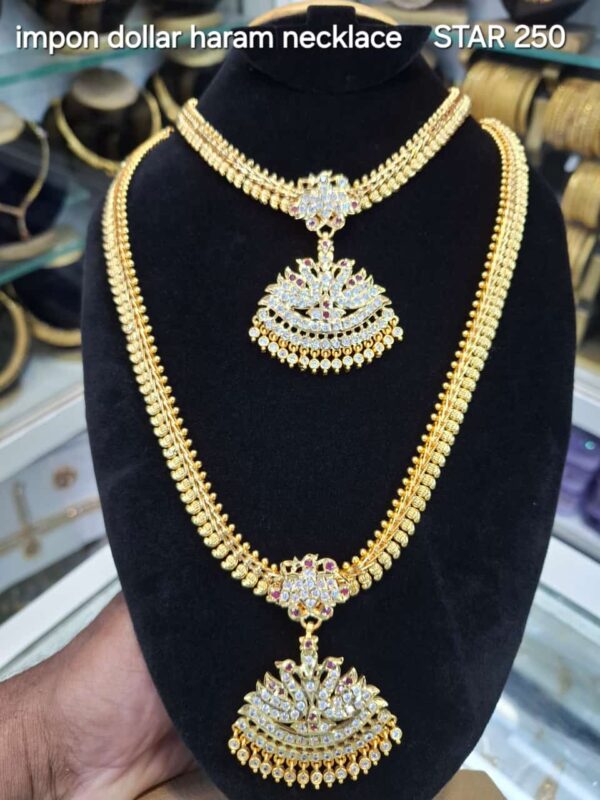 kerala design chain impon dollar haram necklace combo set